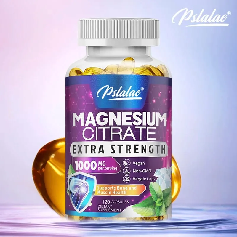 Magnesium Citrate Capsules 1000 Mg - Maximum Absorption for Muscle Nerve Bone and Heart Health Gluten Free Non-GMO