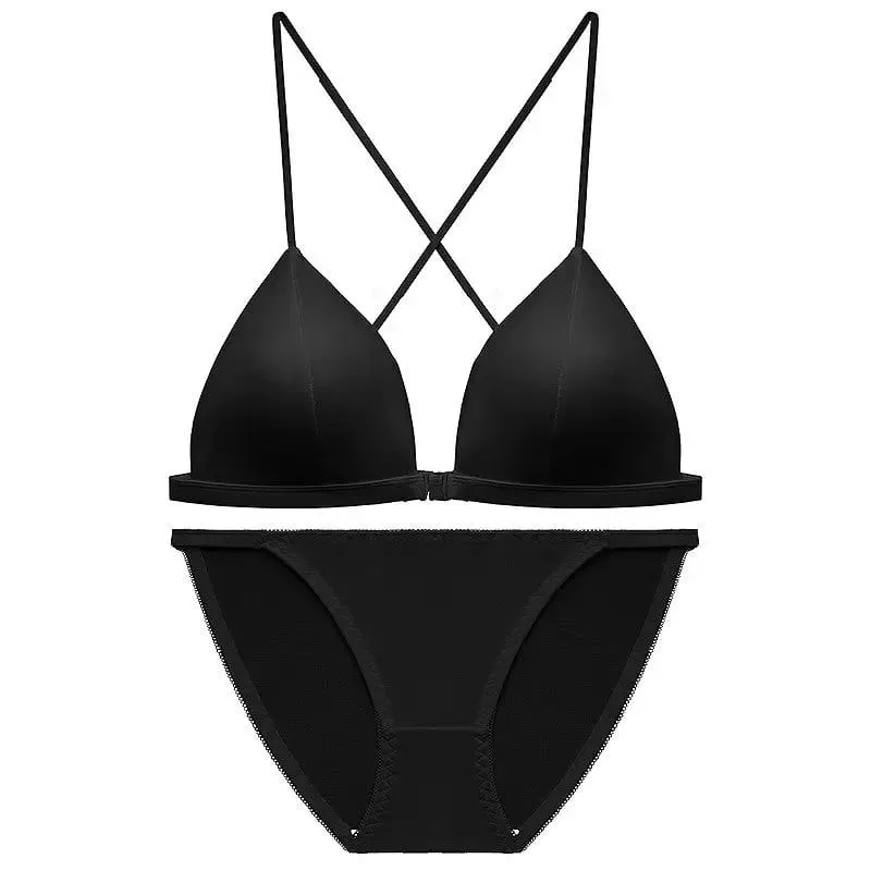 Sutiã de fixação frontal estilo francês, alça fina, copo triangular, estampa de leopardo, design sensual, leve, busto pequeno, banerdanni