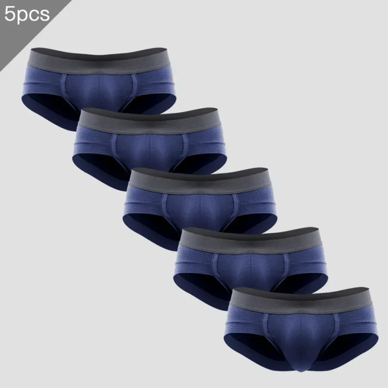 5PCS Men's three-piece briefs with U-shaped pouch, modal fabric, breathable, summer youth low-rise bottom pants