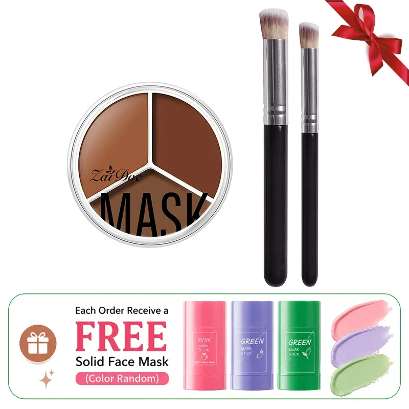 Zaidoc 3 cores paleta corretivo cobertura completa creme corretor de longa duração para acne círculos escuros sacos de olho maquiagem natural 15g cada
