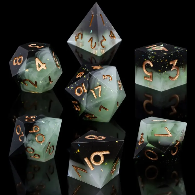 Resin Sharp Edge DND Dice Set for Dungeons and Dragons Role Playing and Tabletop Game