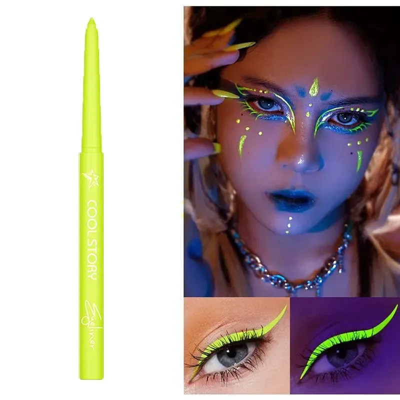 12 cores uv fluorescente delineador gel caneta à prova dwaterproof água secagem rápida neon colorido delineador branco azul roxo música festa maquiagem dos olhos