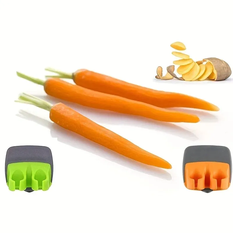 1pc Stainless Steel Handheld Vegetable Peeler with Rubber Finger Grip Comfortable Palm Peeler Suitable for Carrots Etc