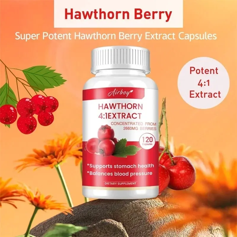 Hawthorn Berry Extract Capsule - Supports Digestive Health Promotes Energy Production Blood Circulation and Boosts Immunity