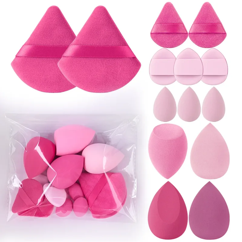 Conjunto de esponja de maquiagem feminina, 14 peças, liquidificador cosmético, base de ovos, sopros de pó, acessórios de maquiagem para ferramentas de beleza