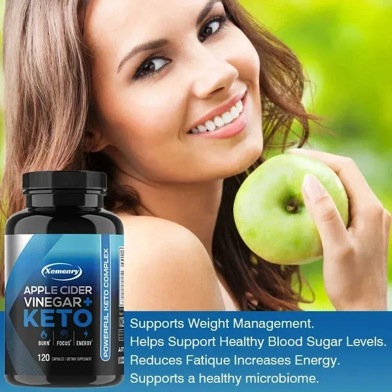 Keto Apple Cider Vinegar Capsule - Supports Appetite Metabolic Function Improves Digestion Enhances Satiety and Gluten-free