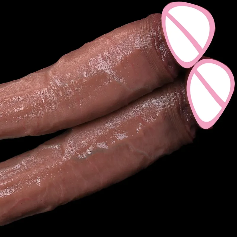 S M L Soft Realistic Anal Big Dildo Double Silicone Suction Cup Glans Penis Sex Toys for Men Women Gay Masturbation Orgasm Cock