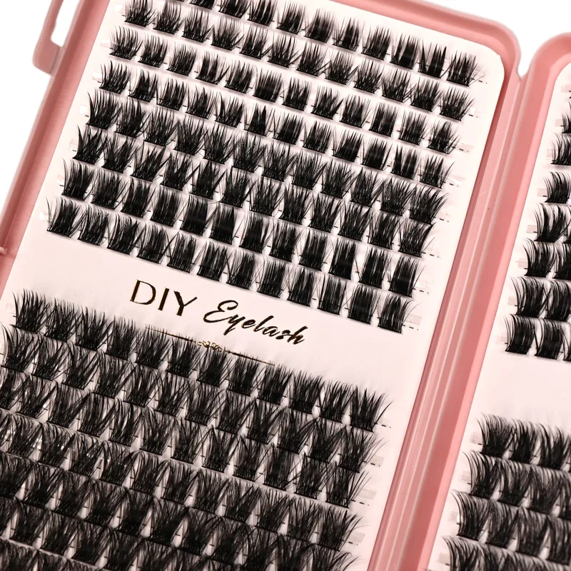 Diy aglomerados de cílios individuais fofos d onda comprimento misto segmentado cílios postiços reutilizáveis ​​livro de chicote para maquiagem dos olhos
