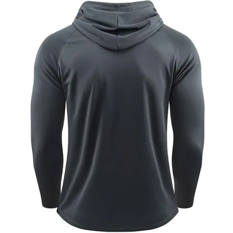 Hoodies de manga longa dos homens camisas de proteção solar sólido secagem rápida camiseta dos homens musculação fitness muscular sportwear roupas de ginásio