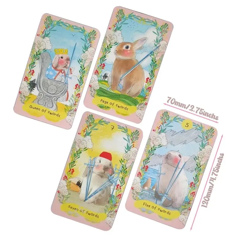 Chubby Bunny Tarot 12*7cm Um baralho de 78 cartas com coelhinhos fofos 2,75 x 4,75'' Embalagem caixa rígida
