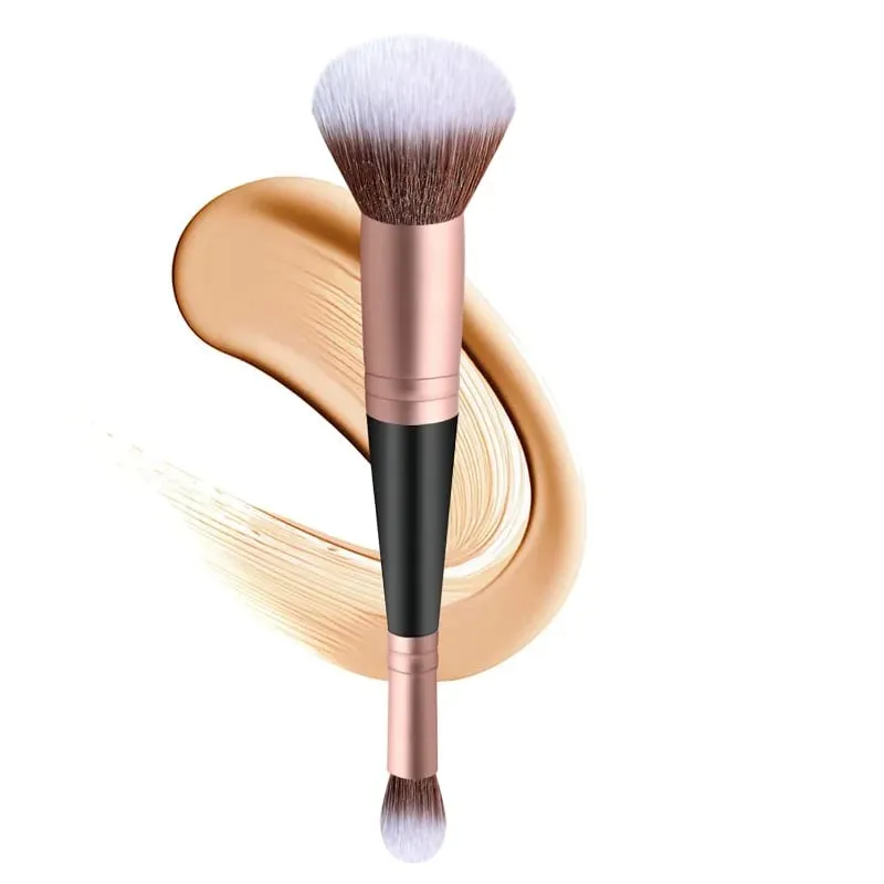 Pincéis de maquiagem profissional de cabeça dupla 2 em 1, pincel de base, corretivo, iluminador, pó, blush, ferramentas de maquiagem de beleza