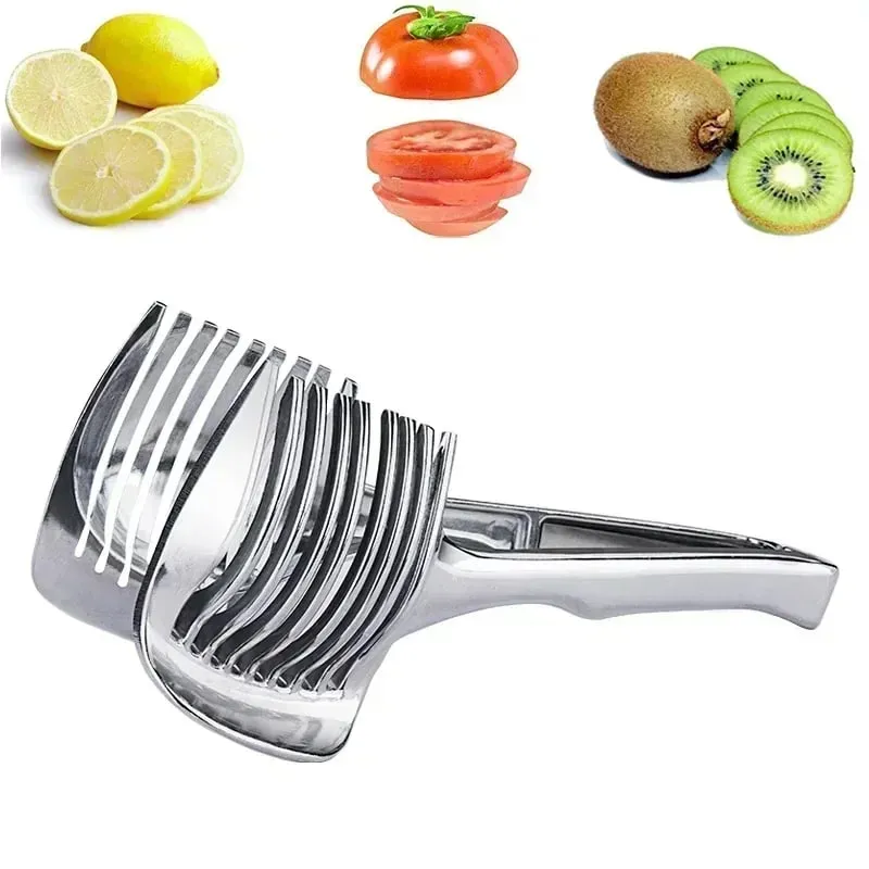 Fatiador portátil de cozinha em aço inoxidável, laranja, limão, tomate, clipe de corte, fatiador de frutas, cebola, acessório de cozinha