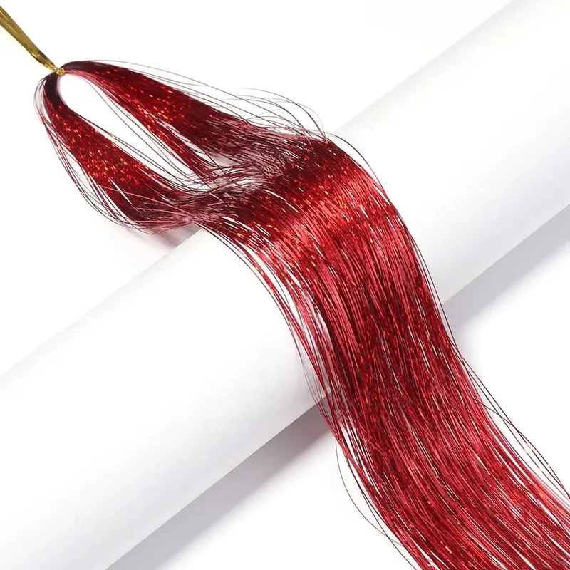 3 unidades/pacote 120cm multicolorido pet llaser cabelo enfeites extensões de cabelo metálico para diy festa cosplay acessórios de decoração de cabelo