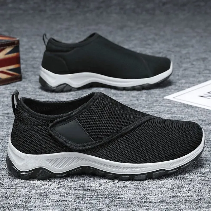Tênis casual masculino macio e confortável sapatos masculinos gancho-loop ajustável pés largos sapatos de caminhada ao ar livre anti-deslizamento sapatos esportivos