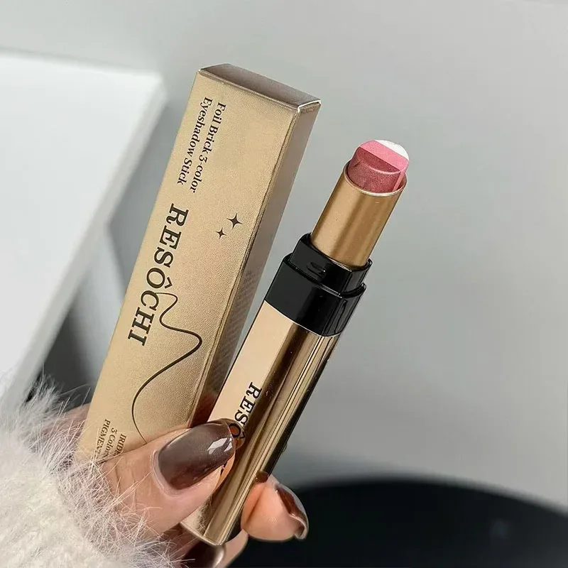 3 cores sombra vara shimmer glitter creme sombra de olho à prova dwaterproof água duradoura alta pigmentado metálico sombra lápis maquiagem