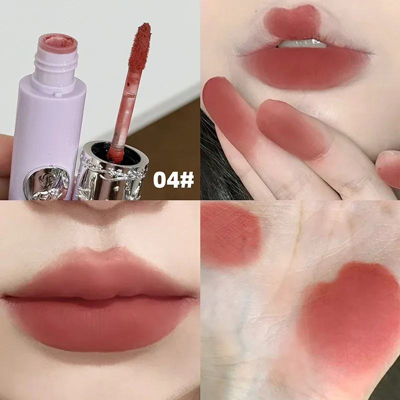 Batom líquido nude fosco hidratante gloss labial duradouro lama macia sedosa mancha labial maquiagem natural 6 cores mancha labial