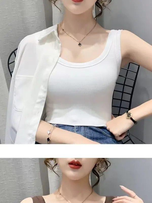 2023 verão feminino básico com nervuras de malha regata cor sólida sem mangas camisetas casuais camis verde azul elástico feminino topos