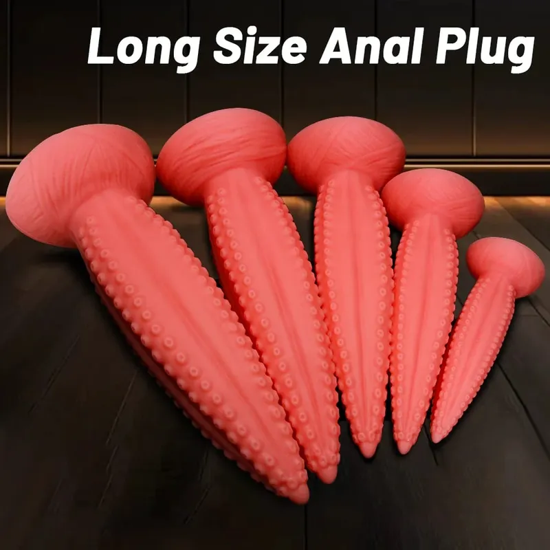 5 tamanhos grandes vibradores anal macio silicone longo butt plug monstro vibrador enorme rosa tentáculo vibrador masturbar brinquedos sexuais para mulheres homens