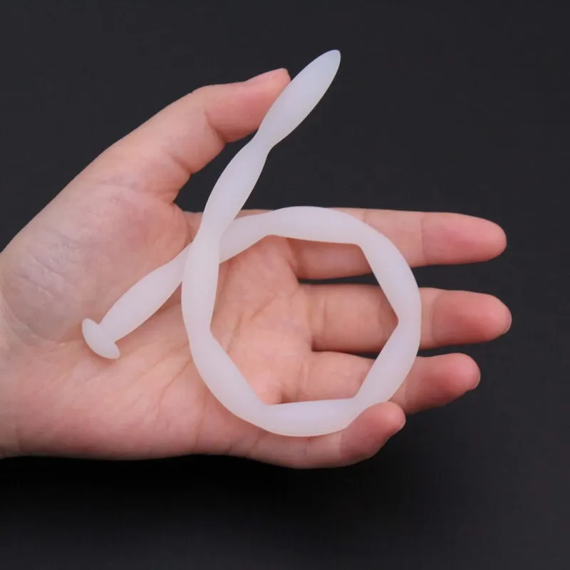 Manyjoy dilatador uretral de silicone em formato de onda branca, 8 tamanhos, masturbação masculina, cateter estimulador de bloqueio, brinquedos sexuais adultos para homens