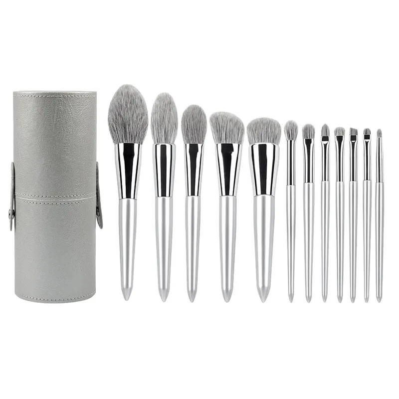 12pçs kit de pincéis de maquiagem profissional, cabelo de cabra natural, base em pó, contorno, sobrancelha, sombra, lábios, ferramentas de maquiagem — image 6