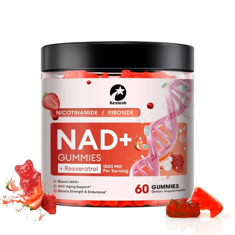 Kexinsh NAD Gummies Suplemento Defesa do Envelhecimento Lipossomal NAD Nicotinamida Ribosídeo Resveratrol 1500mg Nad Plus Vitamina B3 D3