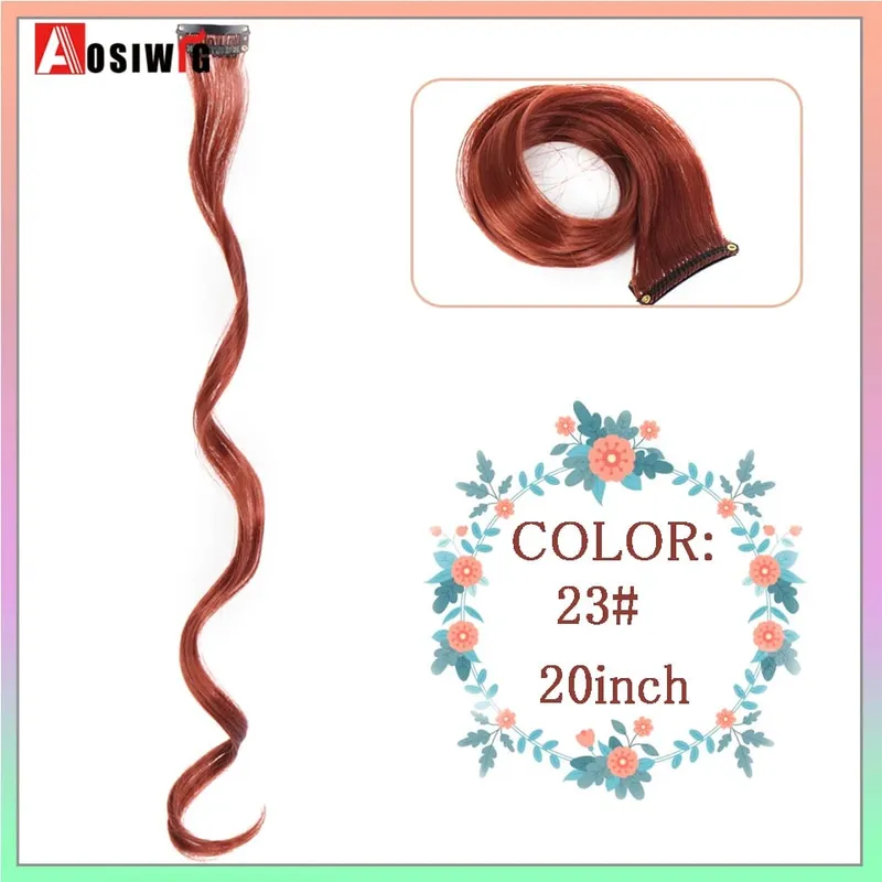 22 "sintético longo reto arco-íris destaque extensões de cabelo colorido clipe em uma peça ombre rosa roxo verde amarelo para wome