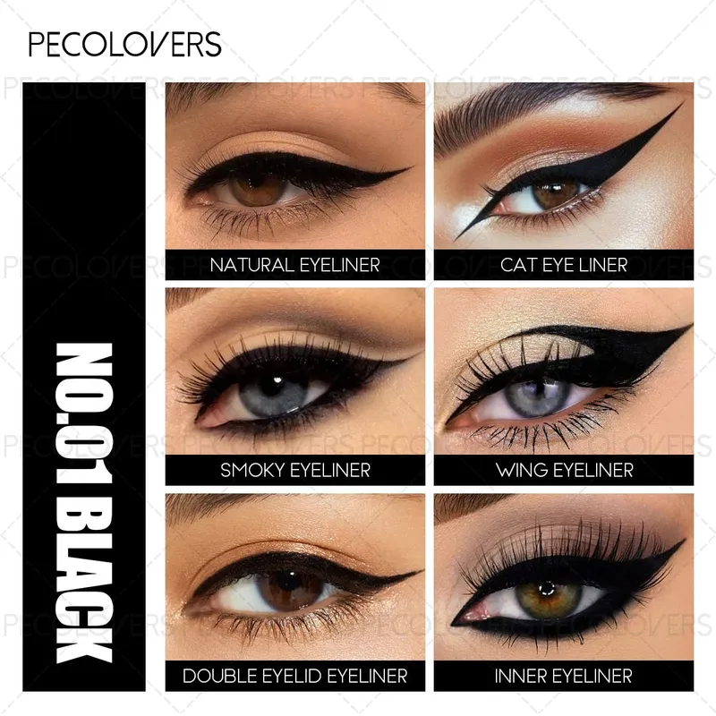 3 PÇS/SET Batom Fosco + Delineador Preto + Caneta de Sombra Brilhante Combinam para Criar uma Maquiagem Preta Punk Halloween/Festas Uso Diário