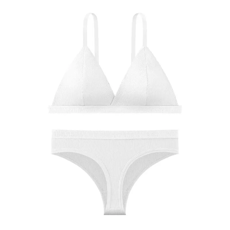 Conjunto de sutiã e calcinha sem costura cor sólida bralette fino sutiãs sem fio cintura baixa tanga lingerie sexy conjunto roupa interior feminina