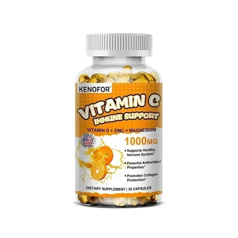 Suplemento de vitamina C para suporte imunológico e proteção antioxidante, vegano, não transgênico, sem glúten, 30/60/120 cápsulas