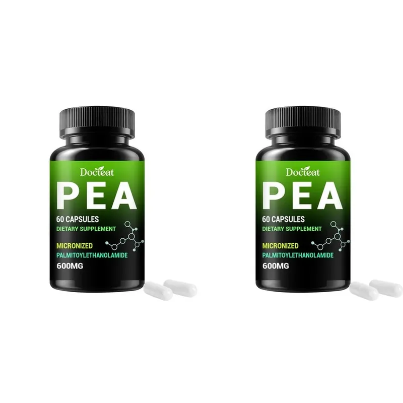 Docteat PEA 600mg Cápsulas Palmitoiletanolamida Micronizada Suporta Equilíbrio Composto Manutenção Conforto e Facilidade 60 Cápsulas