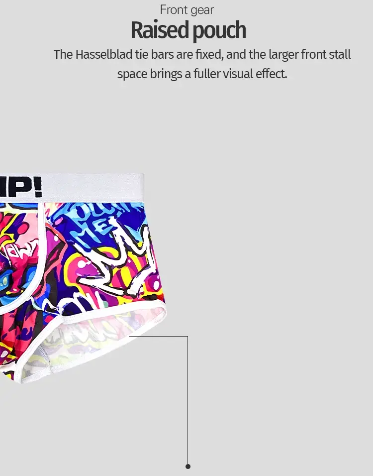 1 pçs masculino algodão mistura de náilon boxer briefs all-over graffiti impressão ampla cintura elástica não-apertado moda esporte roupa interior