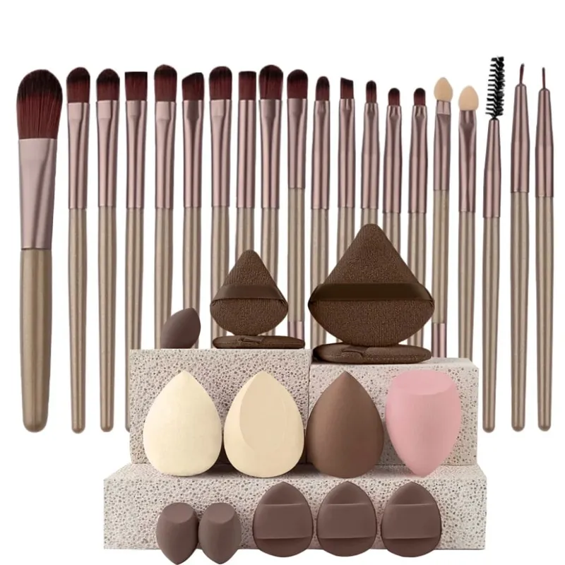 Conjunto de pincéis de maquiagem macio, 20 peças, base cosmética, pó, sombra, kabuki, pincel de maquiagem, ferramenta de beleza, esponja de maquiagem