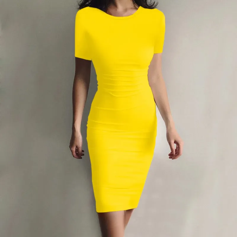 Vestido de verão de alta estiramento tanque robe sólido manga curta casual magro longo lápis vestido feminino sexy maxi vestido elegante fino