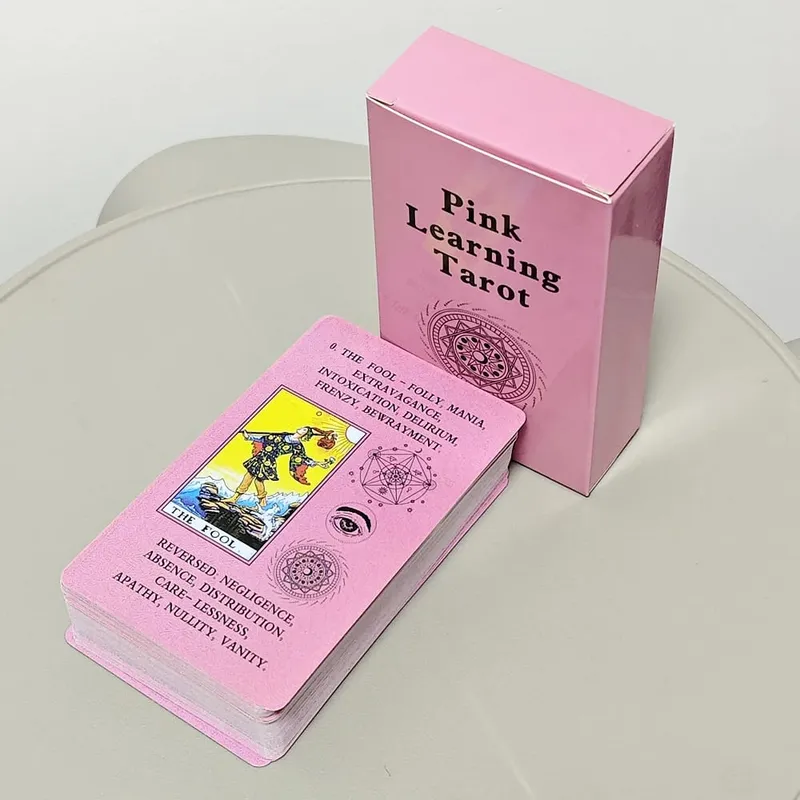10,3*6 cm Rosa Tarô de Aprendizagem 78 Pcs Cartas de Tarô com Palavras-chave Baseadas no Sistema Rider Waite
