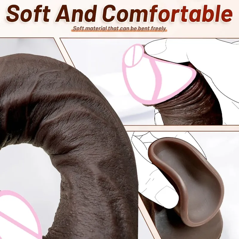 Vibrador de silicone super macio de 28cm com ventosa, flexível, ponto g, cinta para mulheres, homens, lésbicas, pênis longo, brinquedo sexual para casais
