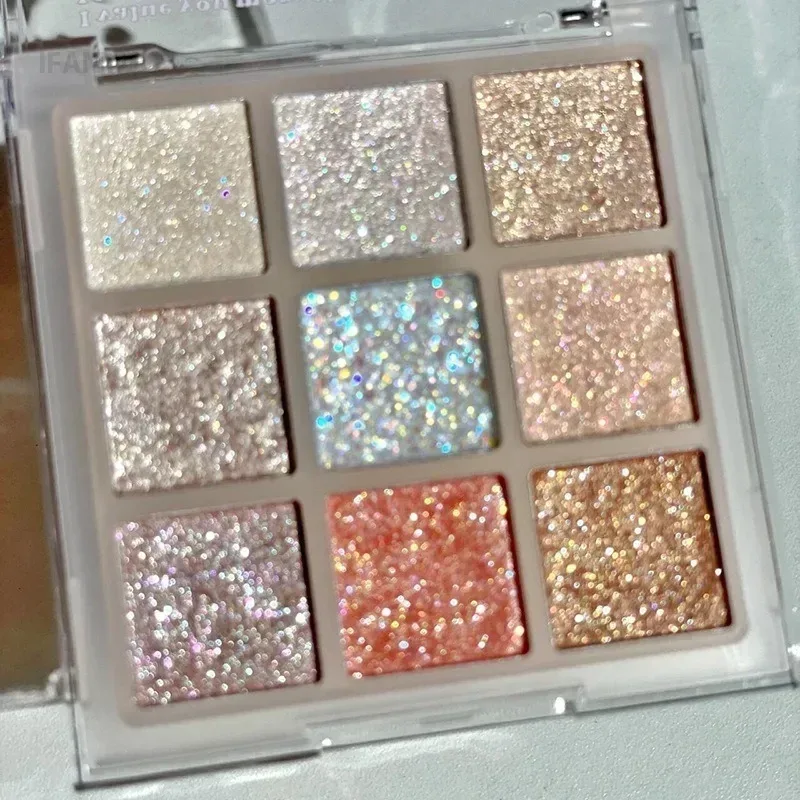 9 cores glitter paleta de sombra perolado terra cor sombra de olho brilho brilho lantejoulas ouro prateado olhos maquiagem