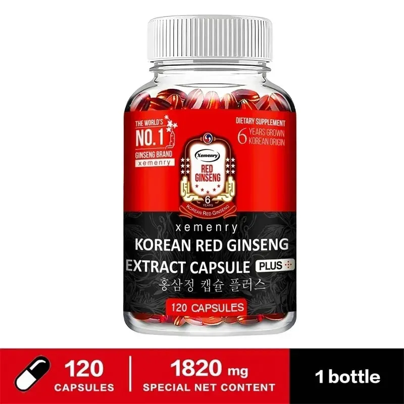 Suplemento coreano de ginseng vermelho - alta potência para desempenho de foco energético, vitalidade e suporte imunológico - para homens e mulheres