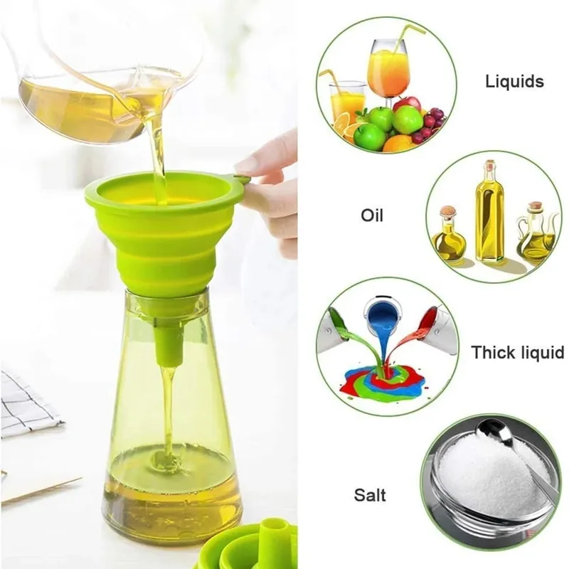 Funil dobrável de silicone multifuncional portátil mini cozinha retrátil vazamento óleo doméstico dispensador líquido utensílios cozinha