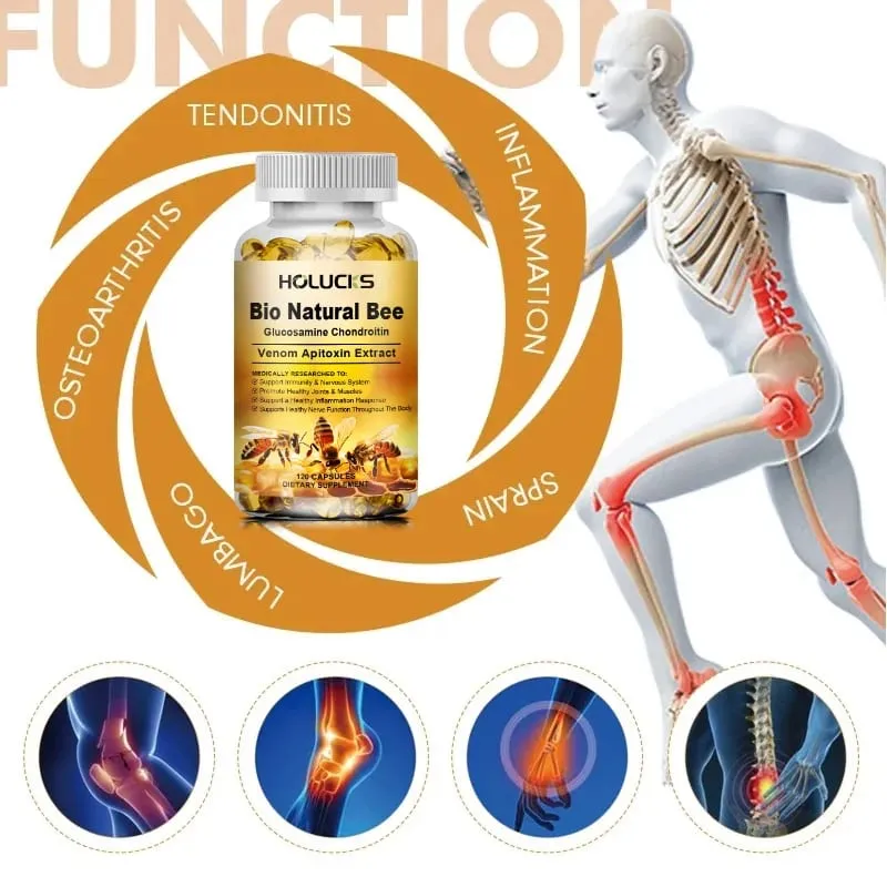Suplemento Bio Natural de Abelha com Apitoxina e Glucosamina Suporta Função Nervosa Flexibilidade Alivia Rigidez Confiança