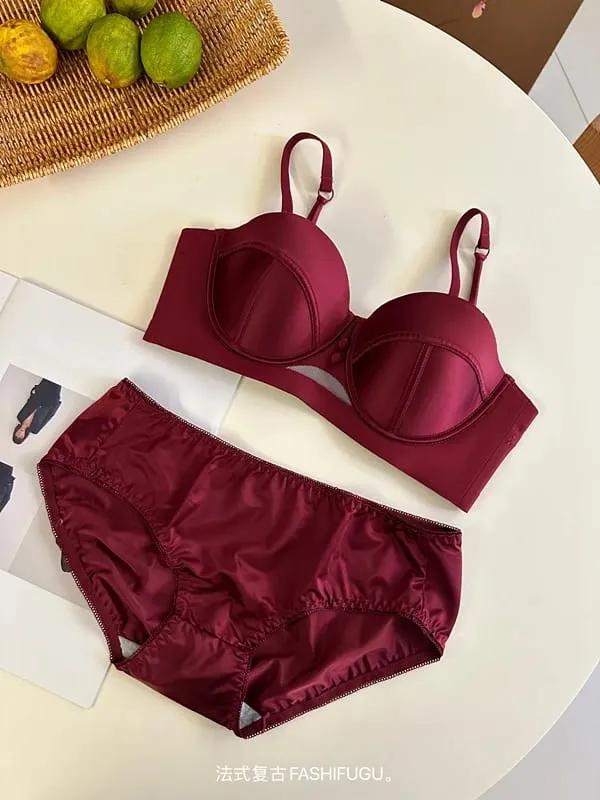 Conjunto de sutiã sem alças com copo AA, meia xícara fixa, lingerie com elevador embutido, push up, roupa íntima conversível, push up, roupa íntima conversível