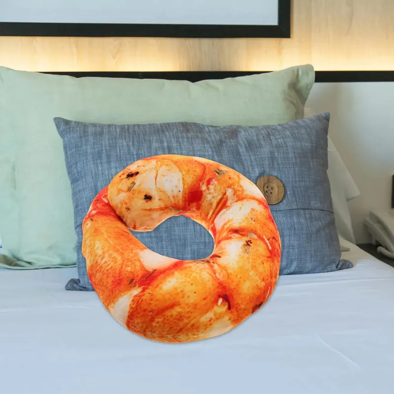 Realistic Cooked Shrimp Pillow Soft Comfortable Neck Cushion Funny Simulation Food Cushion Home Decor Cute Creative Kitchen Prop