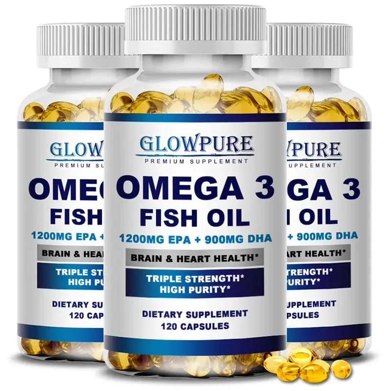 Óleo de peixe OMEGA-3 para função cognitiva do cérebro e memória Anti-Inflamação Antioxidante Saúde das Articulações - Rico em DHA e EPA