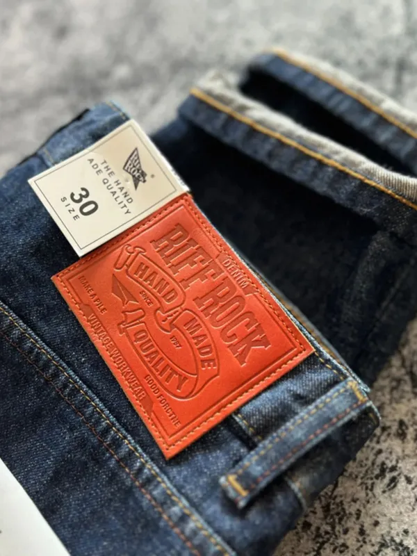 14oz de alta qualidade 100% algodão uma lavagem cru azul profundo jeans jeans para homens vermelho ourela calças retas finas vintage y2k juventude masculino