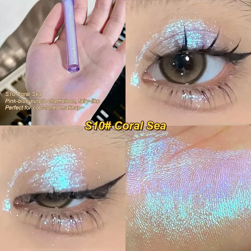 Brilho iluminador líquido sombra de olho multicromático shimmer sombra camaleão maquiagem para os olhos alto brilho pérola brilhante sombra de olho
