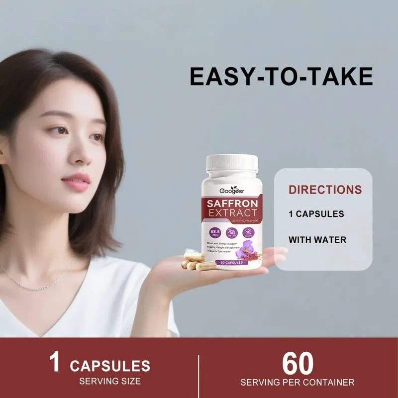 Saffron Extract Capsules – Standardized To 3% Crocin – Supports Eye Health & Healthy Mood – 60 Veggie Capsules