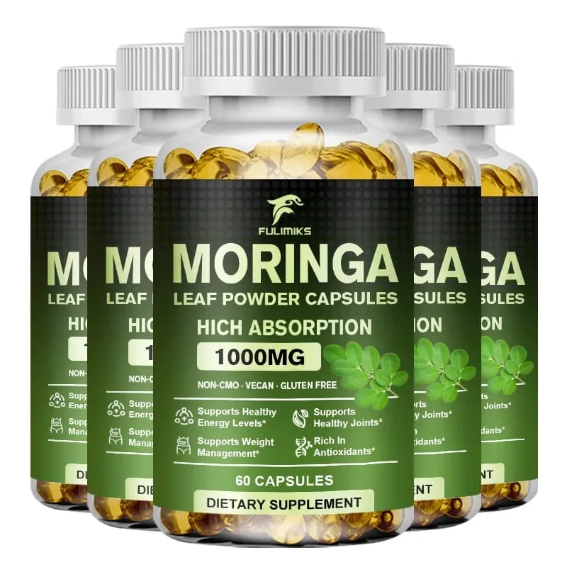 Cápsulas de 1000mg de Moringa Oleifera de alta absorção apoiam o metabolismo imunológico, cuidados com a pele e controle de peso saudável