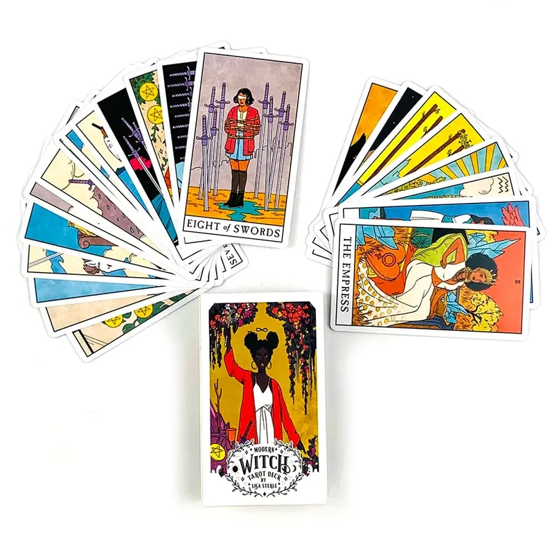 Cartas de tarô de bruxa modernas, um oráculo de 78 baralhos, adivinhação em inglês, jogos de jogo, perfeito para iniciantes, mulheres, meninas, uso pessoal