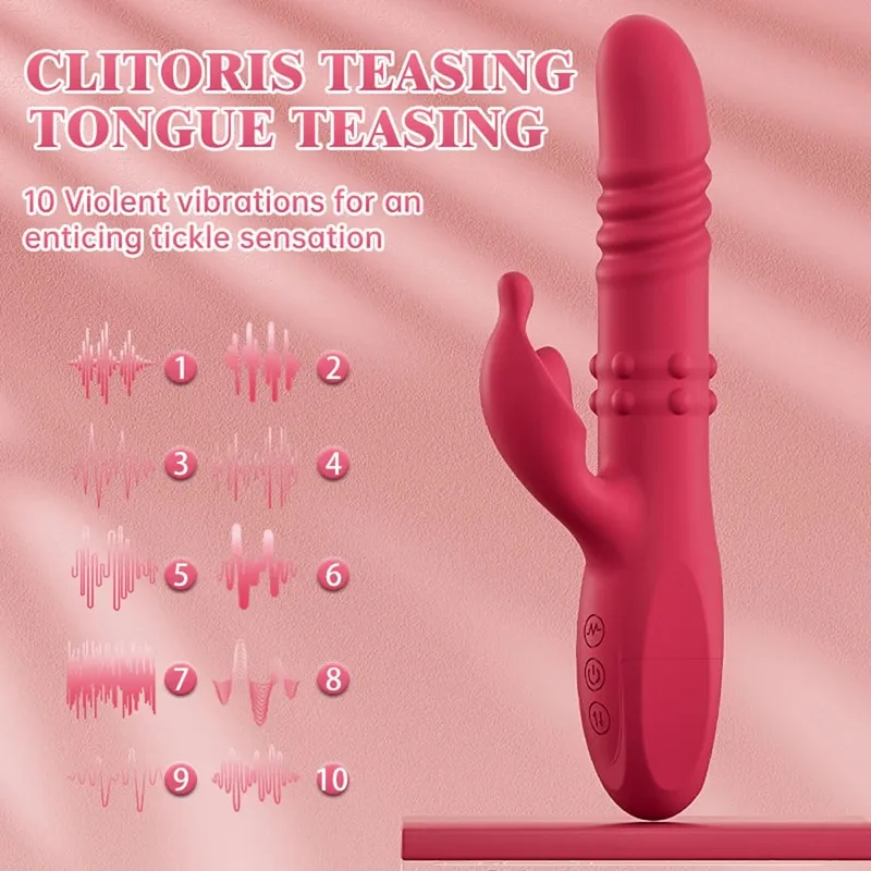 Vibrador telescópico de coelho, massagem rotativa, estimulador de vibração de clitóris vaginal, ponto g, masturbador de orgasmo, brinquedos de casal adulto — image 2
