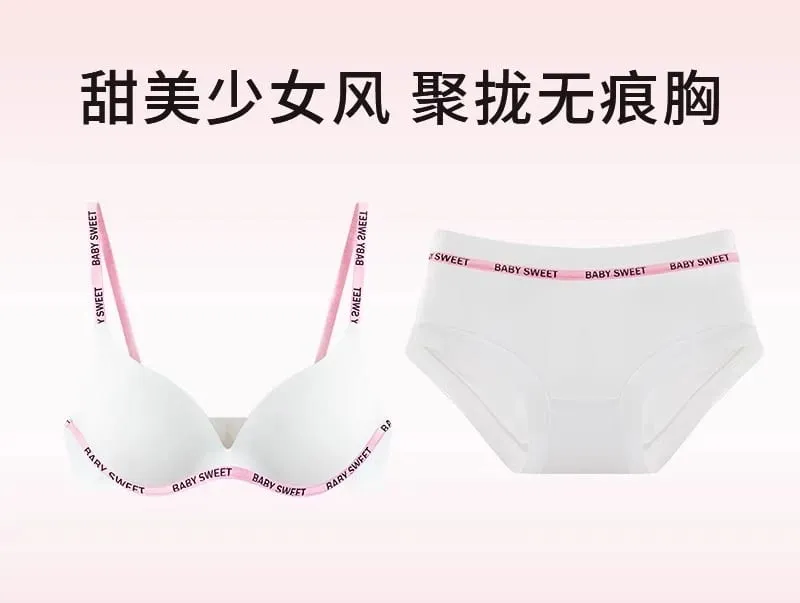 Conjunto de bralette sem costura para adolescentes, conforto sem fio, acolchoamento push up, levemente forrado, cor pura, calcinha, mulheres jovens, lingerie moyisu