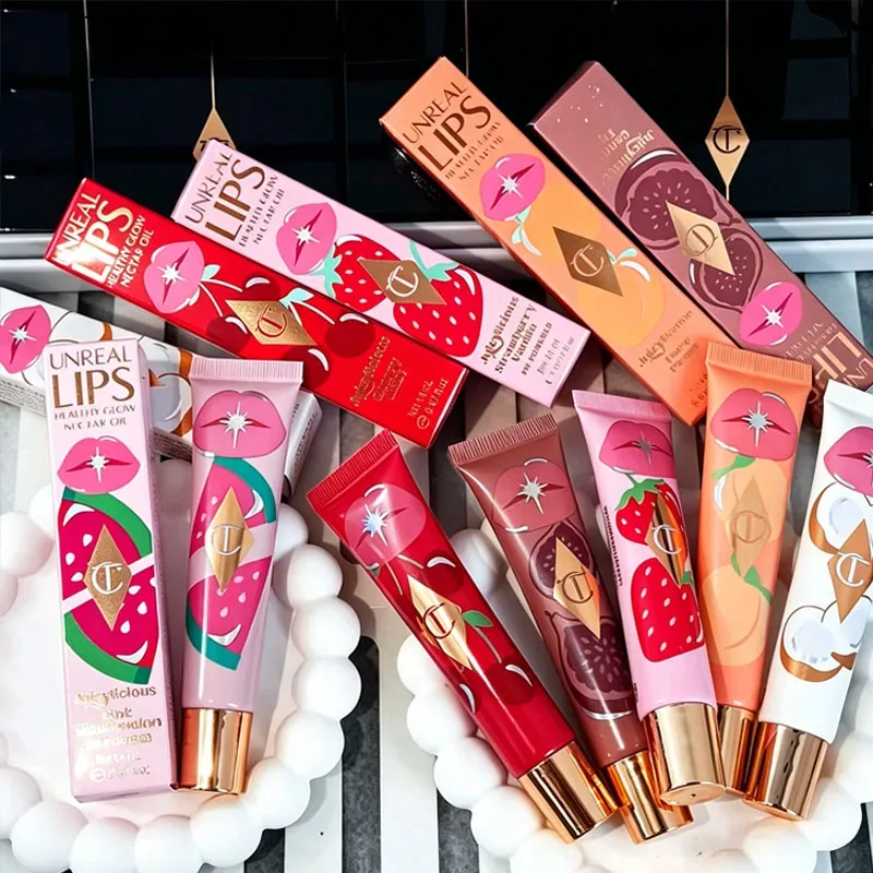 Brilho labial luxuoso multicolorido, brilho labial hidratante duradouro, ponta em forma de coração, pincel labial e gelatina, presente de maquiagem